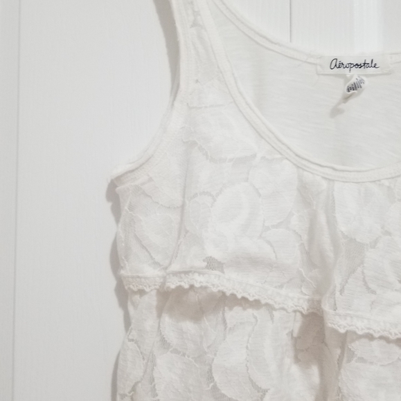 Aeropostale White Lace Ruffled Tank - Picture 2 of 3
